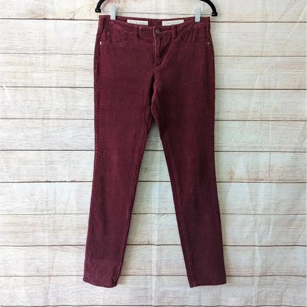 Pilcro & The Letterpress Serif Size 27 Slim St Leg Corduroy Maroon Pants Jeans